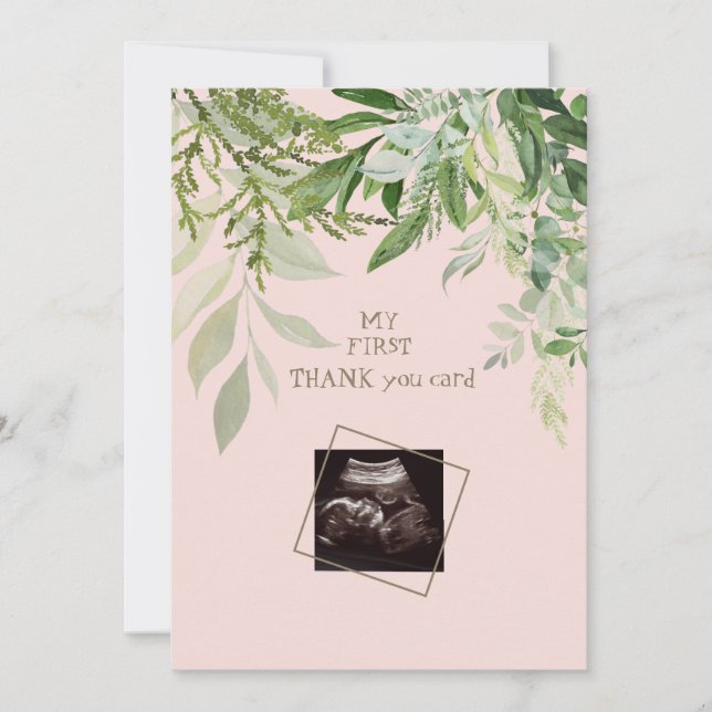 Blush Ultrasound Girl Funny Baby Dusche Vielen Dan Dankeskarte (Vorderseite)