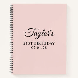 Blush und Black Elegant Script 21. Geburtstag Notizbuch