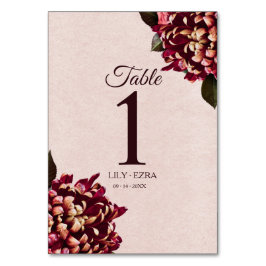 Blush und Burgund Tischnummer