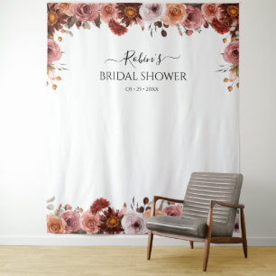 Blush- und Burgunder Blumen-Fotohintergrund für je Wandteppich