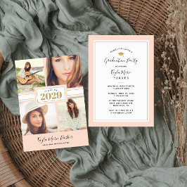 Blush und Gold | 4 Foto Abschluss Einladung