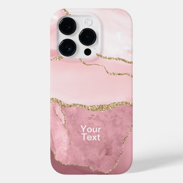 Blush und Gold Agate Case-Mate iPhone 14 Pro Hülle (Rückseite)