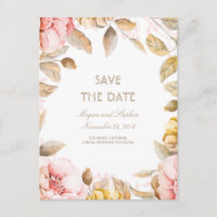 Blush und Goldflorale Wasserfarben Save the Date