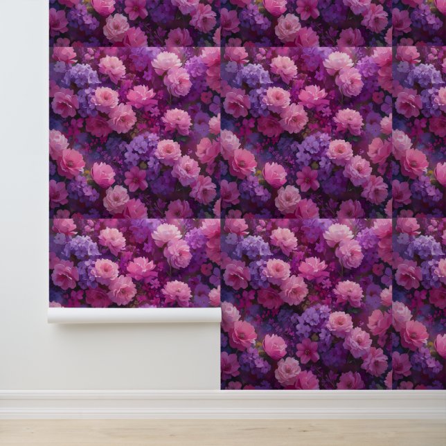 Blush und Lilac Floral entfernt Tapete (Anwendung)