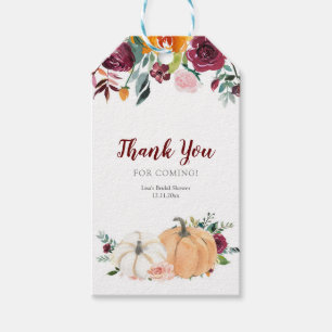 Blush und Marsala Floral Pumpkin Vielen Dank Tag Geschenkanhänger