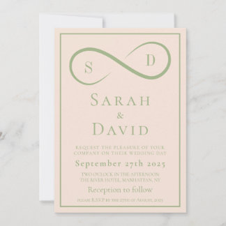 Blush und Sage Infinity Hochzeit Minimalistisch Mo Einladung