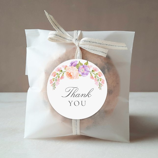 Blush und Violet Blütendusche Runder Aufkleber (Von Creator hochgeladen)
