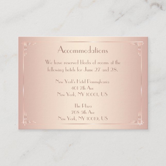 Blush Vintage Mariage Cartes d'hébergement (Devant)