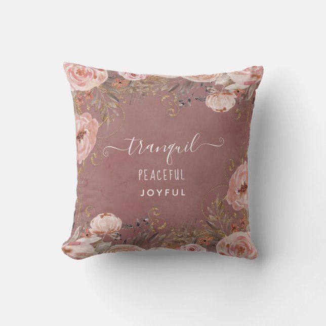 Blush Wasserfarbe Floral Ruhe Friedlich Freude Kissen (Vorderseite)