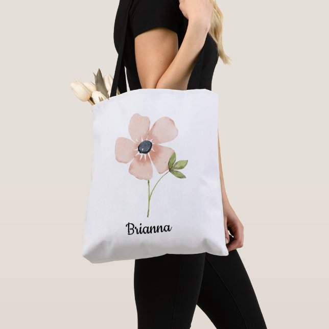 Blush-Wasserfarben-Blumen-Name Tasche (Von Nahem)