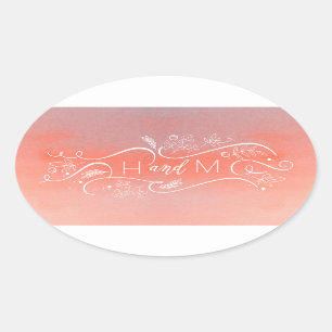 Blush Wasserfarben Elegante Moderne Hochzeit Ovaler Aufkleber
