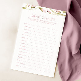 Blush Watercolor Bloral Bridal Word Scramble Game