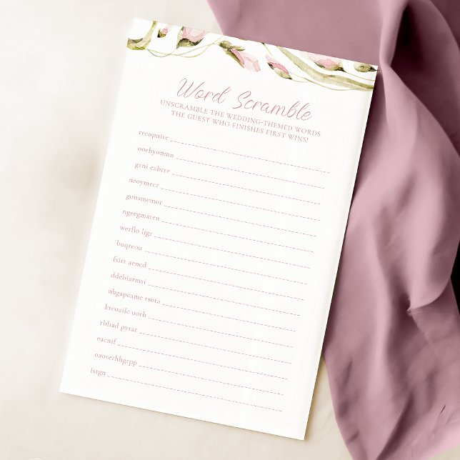 Blush Watercolor Bloral Bridal Word Scramble Game (Von Creator hochgeladen)