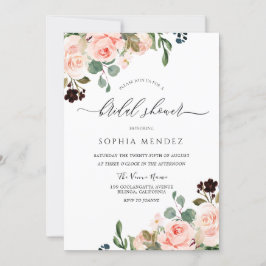 Blush Watercolor Blues Hochzeitssemble Brautparty Einladung