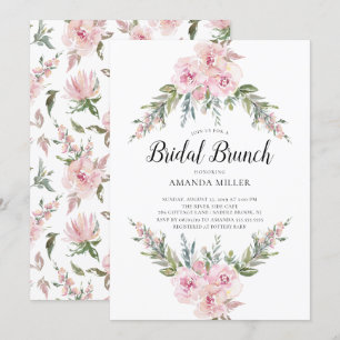 Blush Watercolor Blumenbridal Brunch Einladung