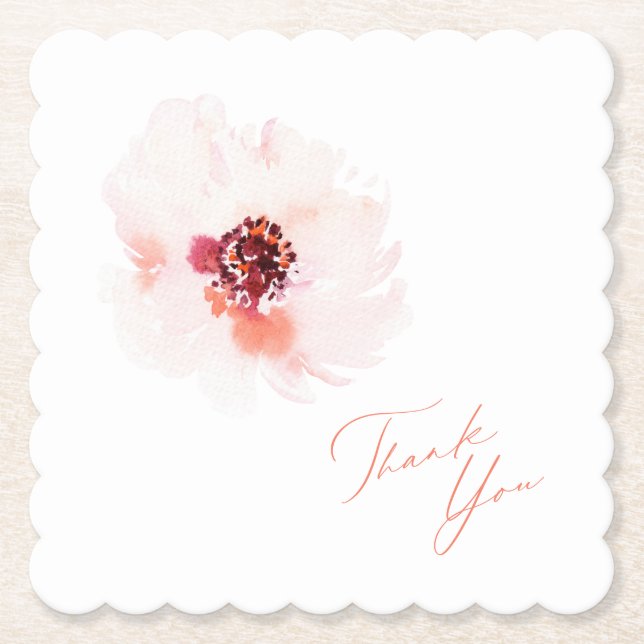 Blush Watercolor Blumenpapier Untersetzer (Vorderseite)