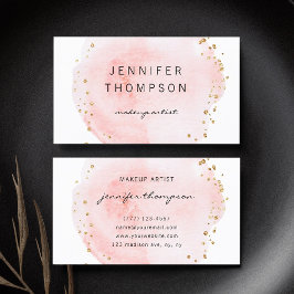 Blush Watercolor Circle Gold Punkte Visitenkarte