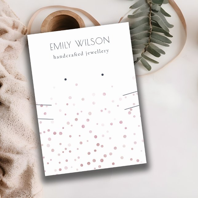 Blush Watercolor Confetti mit Nekklasseanzeige Visitenkarte (Von Creator hochgeladen)