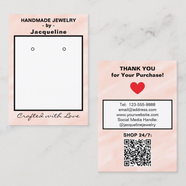 Blush Watercolor Earrings QR Code Visitenkarte (Vorne/Hinten)