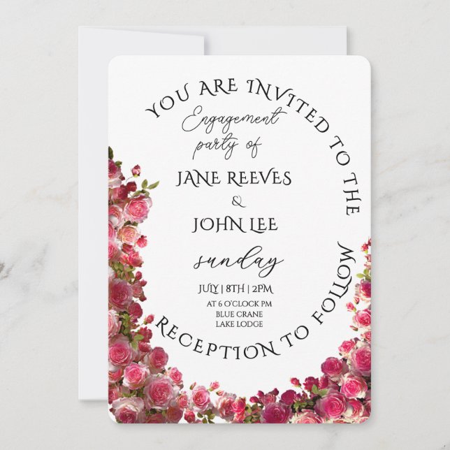 Blush Watercolor Floral Engagement Party Einladung (Vorderseite)