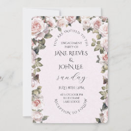 Blush Watercolor Floral Engagement Party Einladung