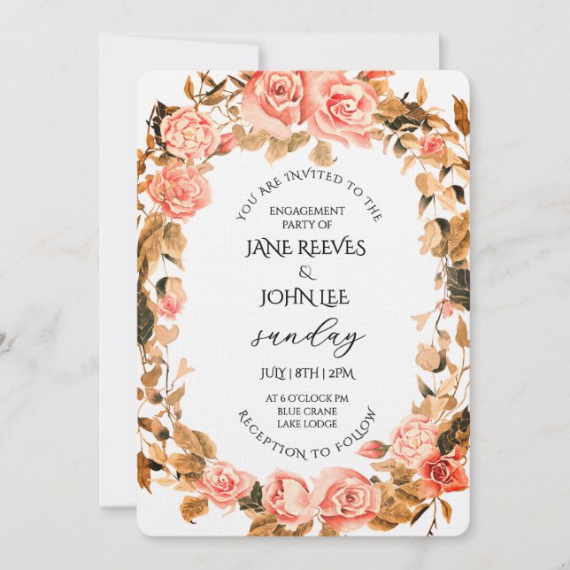 Blush Watercolor Floral Engagement Party Einladung (Vorderseite)
