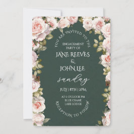 Blush Watercolor Floral Engagement Party Einladung