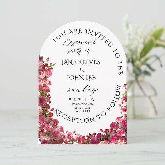 Blush Watercolor Floral Engagement Party Einladung (Stehend Vorderseite)