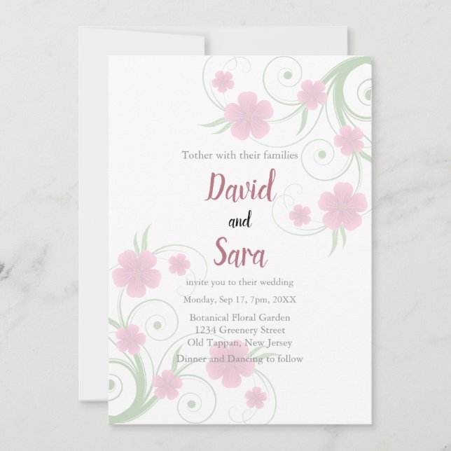 Blush Watercolor Floral Wedding Invitation | Soft Einladung (Vorderseite)