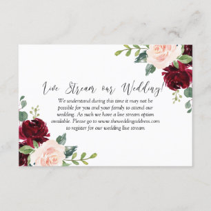 Blush Watercolor Floral Wedding Live Stream Begleitkarte