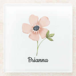 Blush Watercolor Flower Name Glasuntersetzer