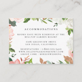 Blush Watercolor Garden Hochzeitsunterkünfte Begleitkarte
