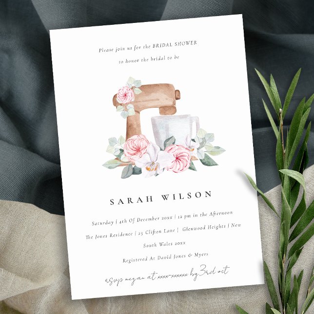 Blush Watercolor Mixer Blumenrezeptur Brautparty Einladung (Von Creator hochgeladen)