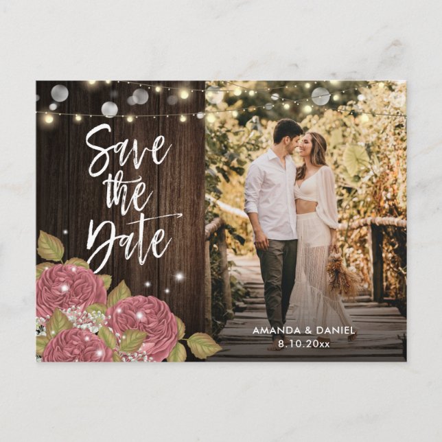 Blush Wedding Save the Date Foto Postkarten (Vorderseite)