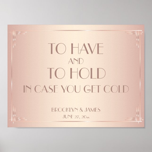 Blush Wedding Sign Print zu haben Poster (Vorne)