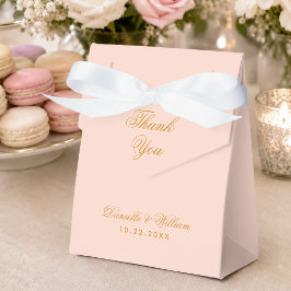 Blush Wedding Simple Pink Golden Script Vielen Dan Geschenkschachtel