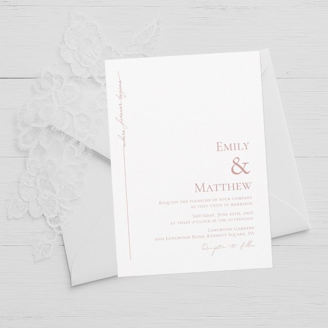 Blush Where Forever Begins Wedding Invitation Einladung (Von Creator hochgeladen)