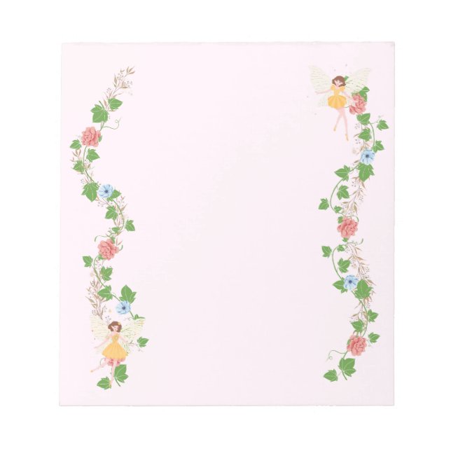 Blush Whimsical Fairy Flower Vines Notizblock (Vorderseite)