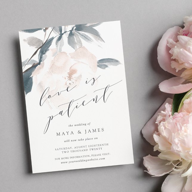 Blush Whisper Liebe ist Geduld Hochzeit Nachponeme Ankündigung (Von Creator hochgeladen)
