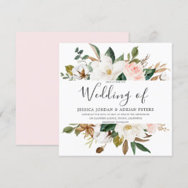 Blush & White Beautiful Blume Moderne Hochzeit Einladung