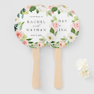 Blush White Bloom Bloral Wreath Wedding Fächer