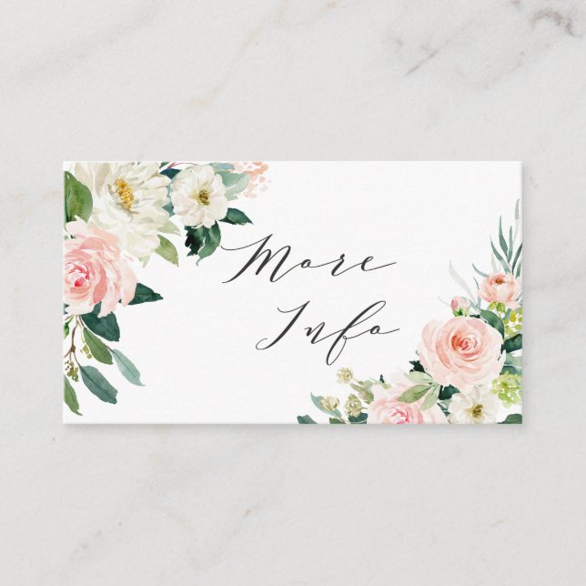 Blush White Bloom Floral Wedding Details Begleitkarte (Vorderseite)