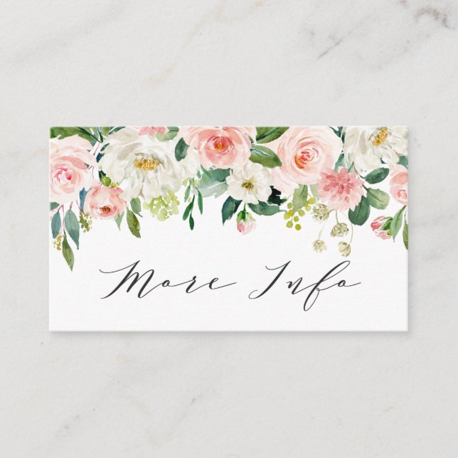 Blush White Bloom Floral Wedding Details Begleitkarte (Vorderseite)