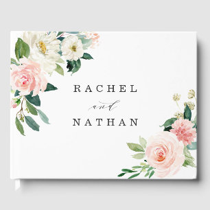 Blush White Bloom Floral Wedding Gästebuch