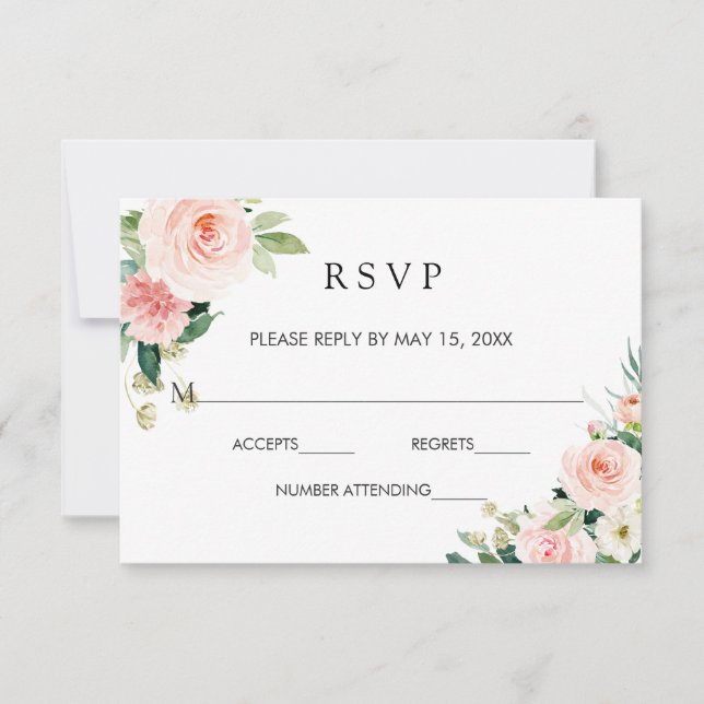 Blush White Bloom Gold Rahmen Blumenzange RSVP (Vorderseite)