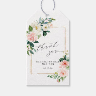 Blush White Bloom Gold Rahmen Hochzeit Vielen Dank Geschenkanhänger