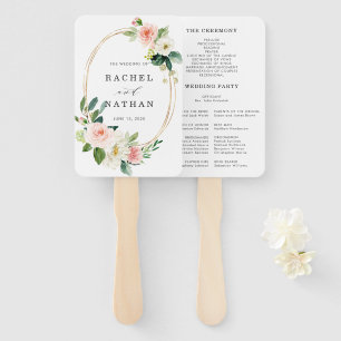 Blush White Bloom Gold Rahmen Hochzeitsprogramm Fächer