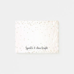 Blush White Cream Zebra Gold Confetti Sparkone Post-it Klebezettel