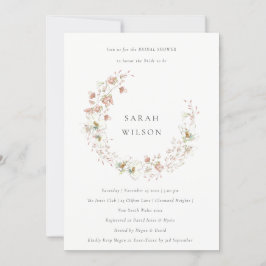 Blush White Floral Wreath Brautparty laden Dankeskarte