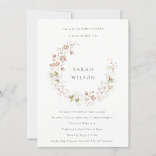 Blush White Floral Wreath Brautparty laden Dankeskarte